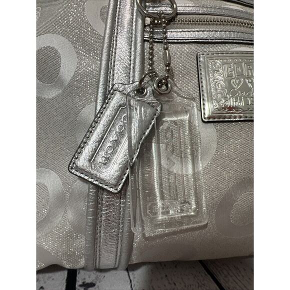 COACH Poppy Signature Silver Jacquard Large Designer‎ Tote Shoulder Bag 14575 - Picture 3 of 16